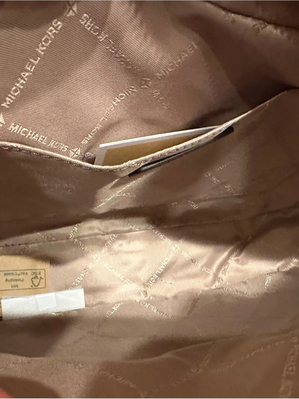 Michael Kors Brown MK Signature Crossbody with Gold Chain Accent